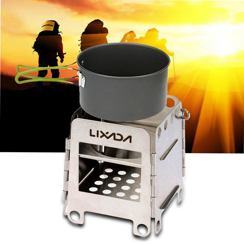 Portable Stainless Steel Lightweight Folding Wood Stove Stove Outdoor Camping Cooking Picnic Backpacking Stove Mini Stove