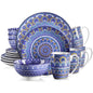 Vancasso 48-PCS Ceremic Plate Porcelain Dinnerware Set Bohemian Mandala.