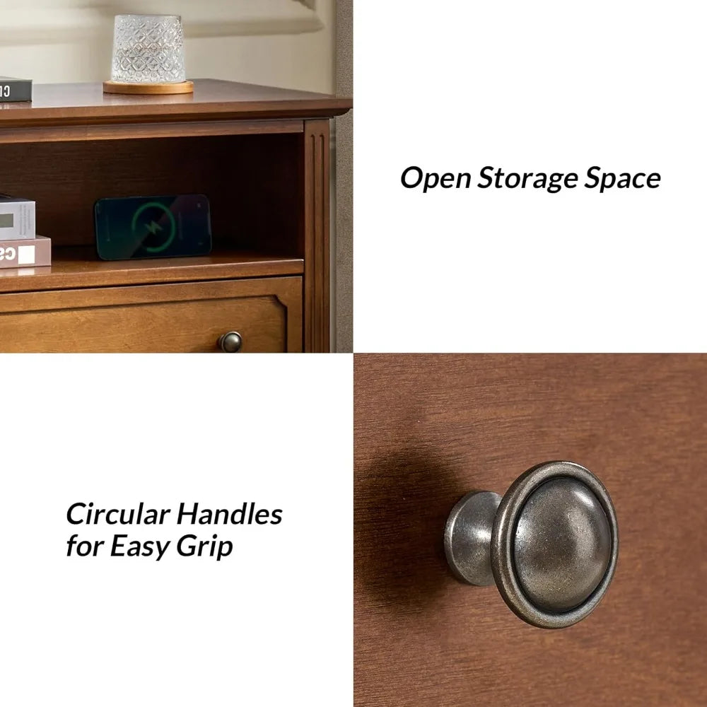 Rustic Bedside Table with Wireless Charge