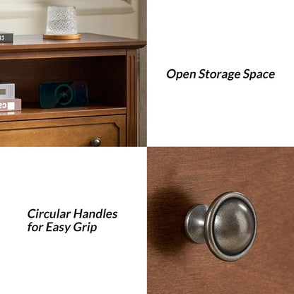 Rustic Bedside Table with Wireless Charge