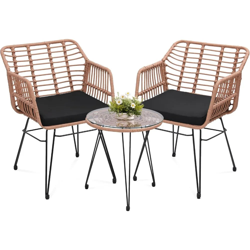 3 Piece Wicker Patio Furniture Set