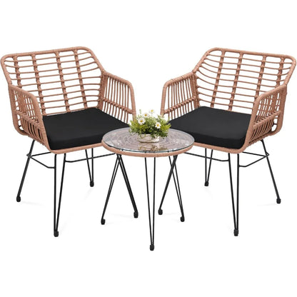 3 Piece Wicker Patio Furniture Set