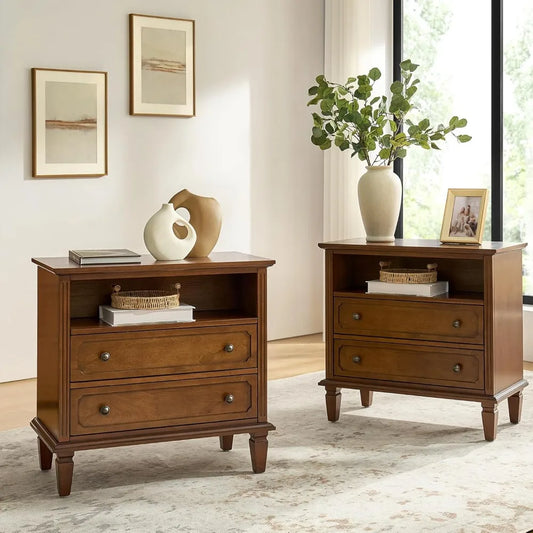 Rustic Bedside Table with Wireless Charge