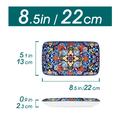 Porcelain Rectangular Serving Plates Bohemian 8.5