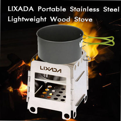 Portable Stainless Steel Lightweight Folding Wood Stove  Stove Outdoor Camping Cooking Picnic Backpacking Stove Mini Stove