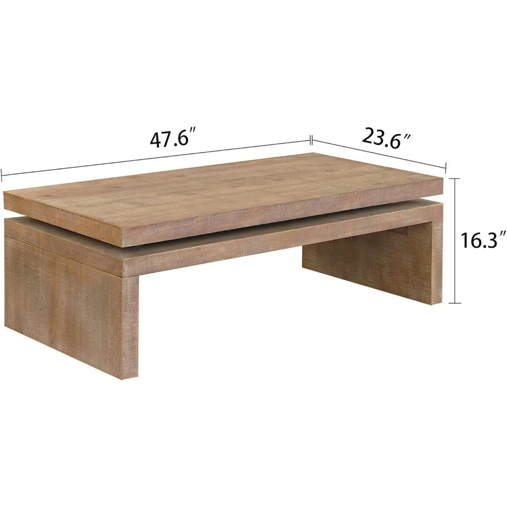 Mid Century Modern Farmhouse Wooden Coffee Table