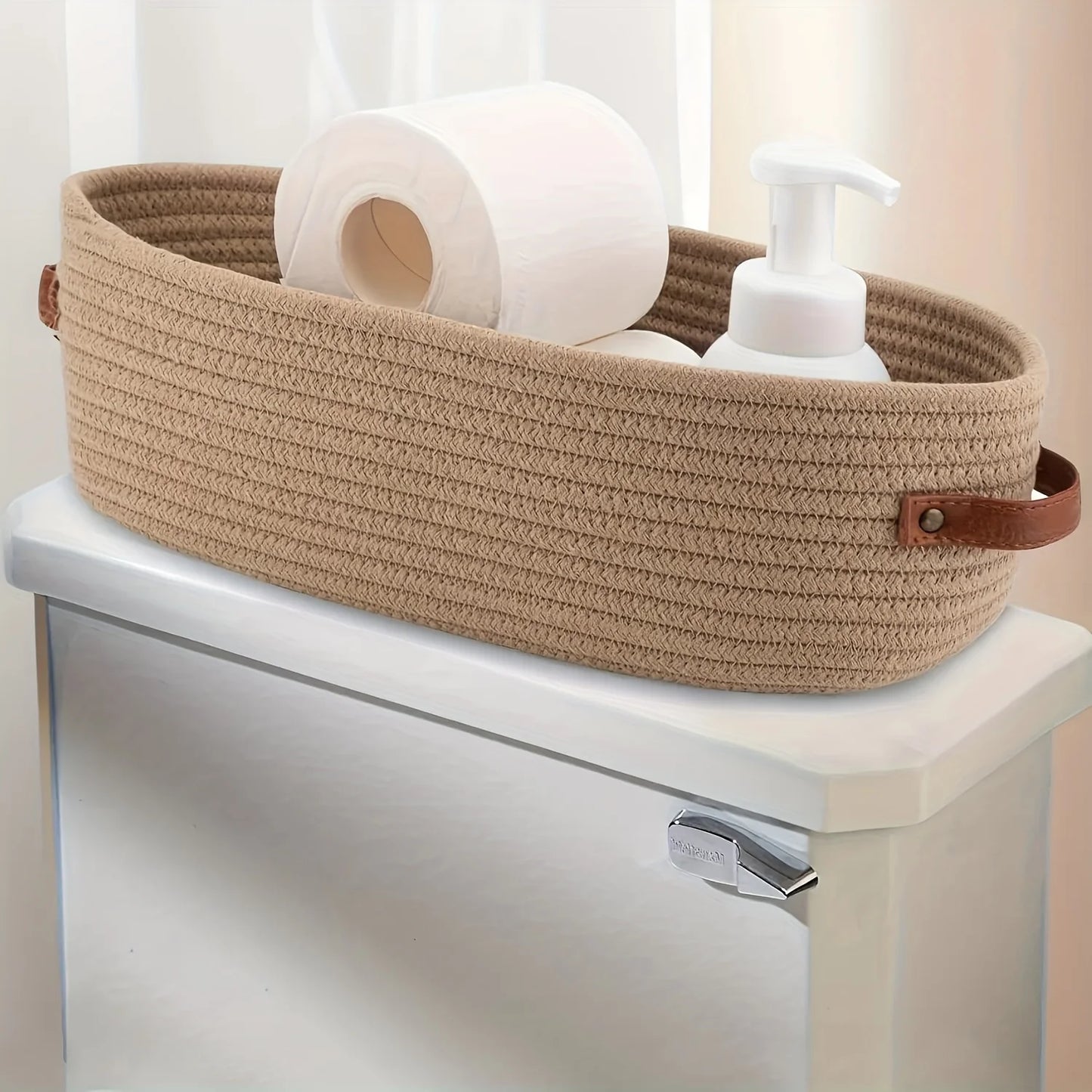 Oval Woven Storage Basket, Multifunctional Organizer