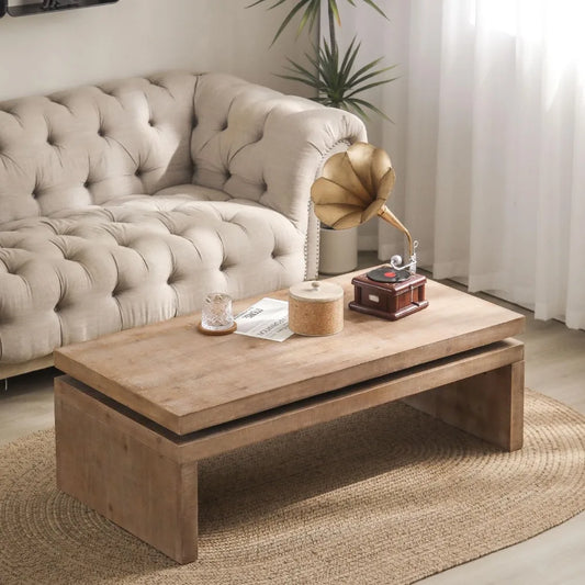 Mid Century Modern Farmhouse Wooden Coffee Table