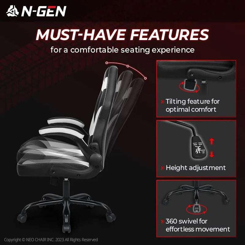 Video Gaming Ergonomic Computer Chair Adjustable Height