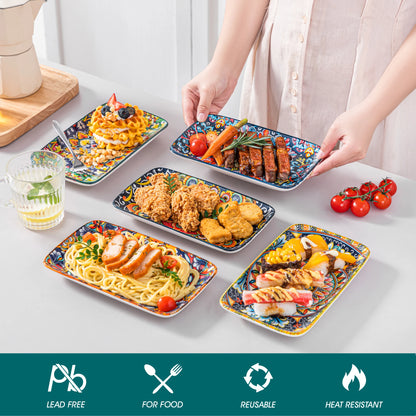 Porcelain Rectangular Serving Plates Bohemian 8.5