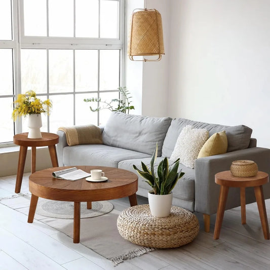 Farmhouse Round Coffee Table Set of 3