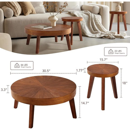 Farmhouse Round Coffee Table Set of 3