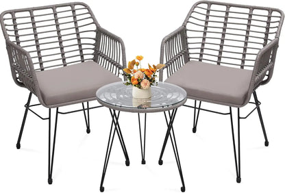 3 Piece Wicker Patio Furniture Set