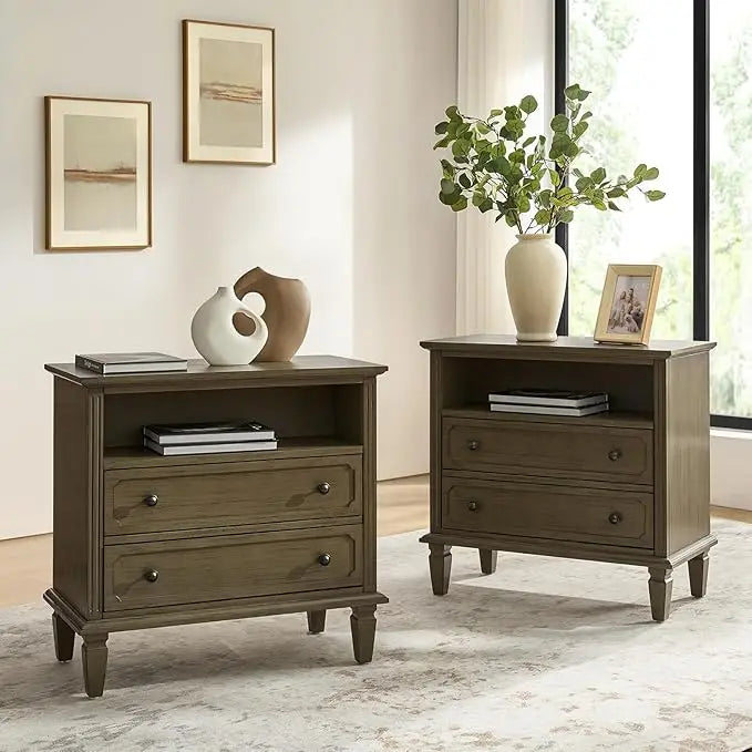 Rustic Bedside Table with Wireless Charge