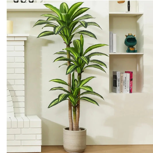 Fake Dracaena Tree in Black Plastic Pot