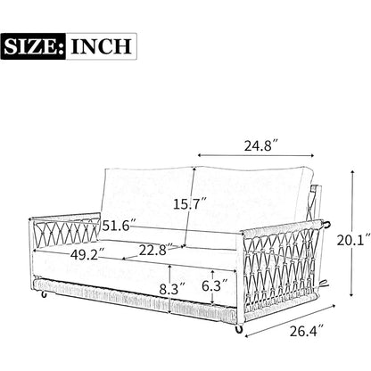 Patio Swing Sofa with Soft Cushions and Pillows