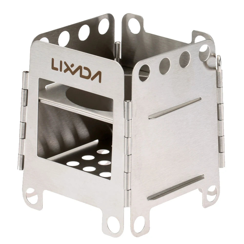 Portable Stainless Steel Lightweight Folding Wood Stove  Stove Outdoor Camping Cooking Picnic Backpacking Stove Mini Stove