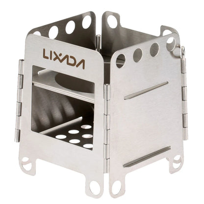 Portable Stainless Steel Lightweight Folding Wood Stove  Stove Outdoor Camping Cooking Picnic Backpacking Stove Mini Stove