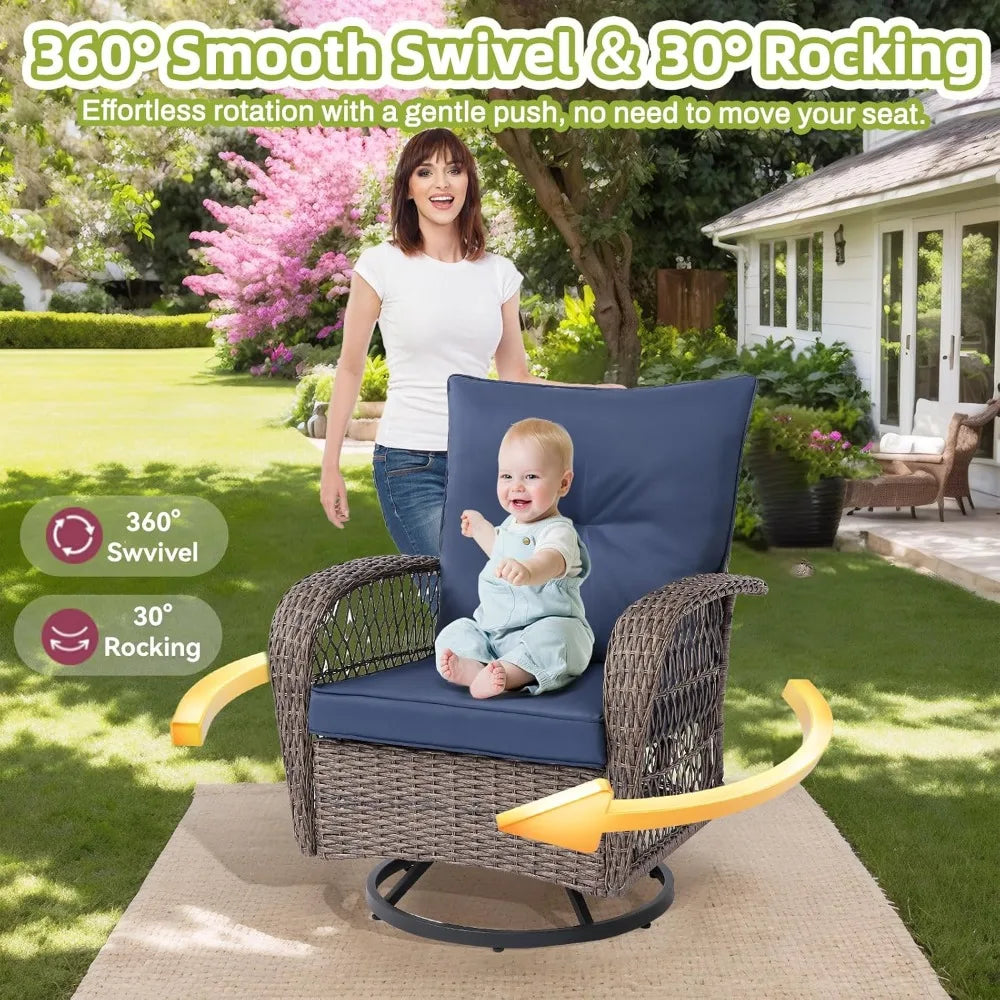 Wicker Sectional Swivel Rocker Glider Chairs Sets