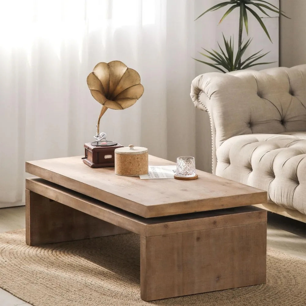 Mid Century Modern Farmhouse Wooden Coffee Table