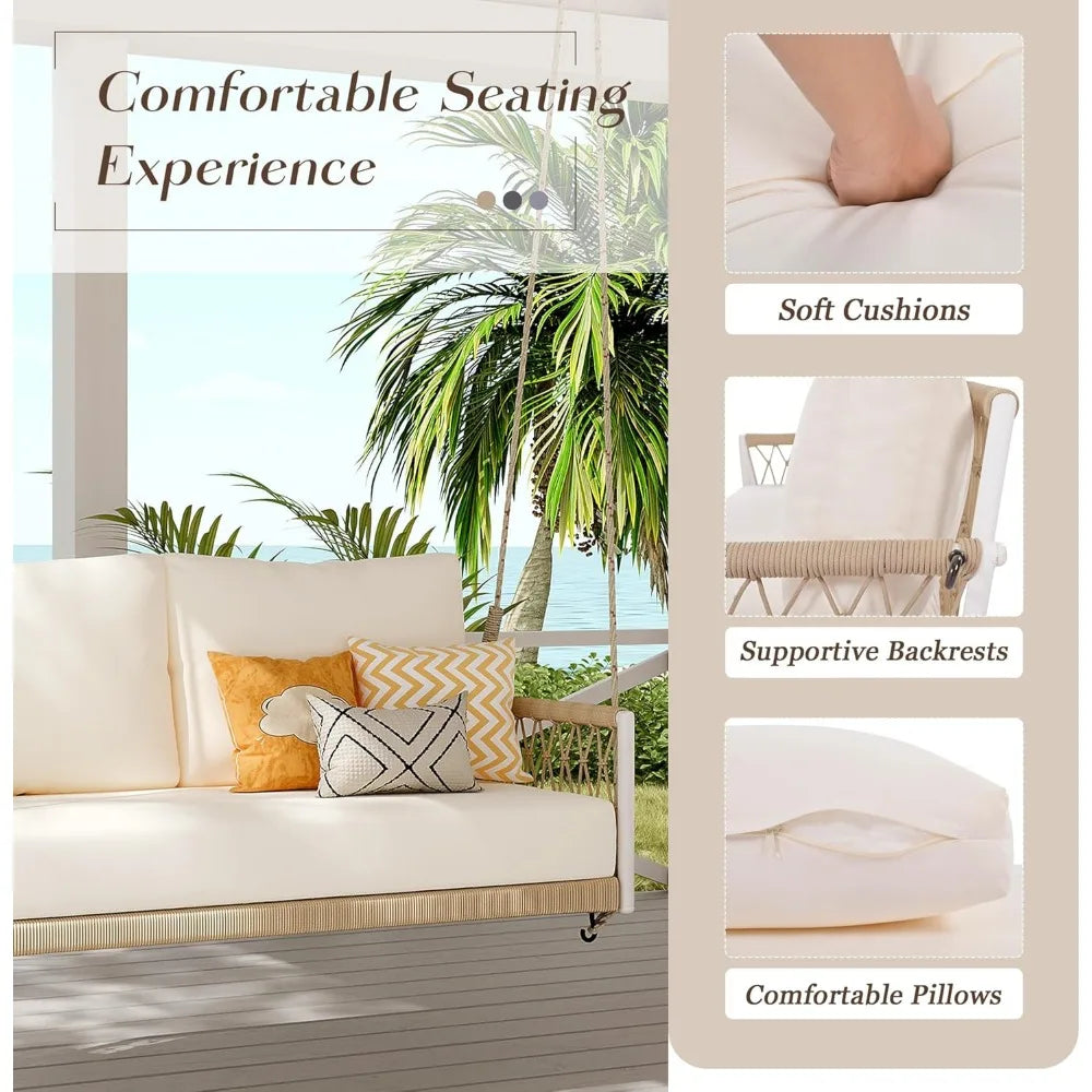 Patio Swing Sofa with Soft Cushions and Pillows