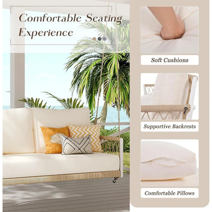 Patio Swing Sofa with Soft Cushions and Pillows