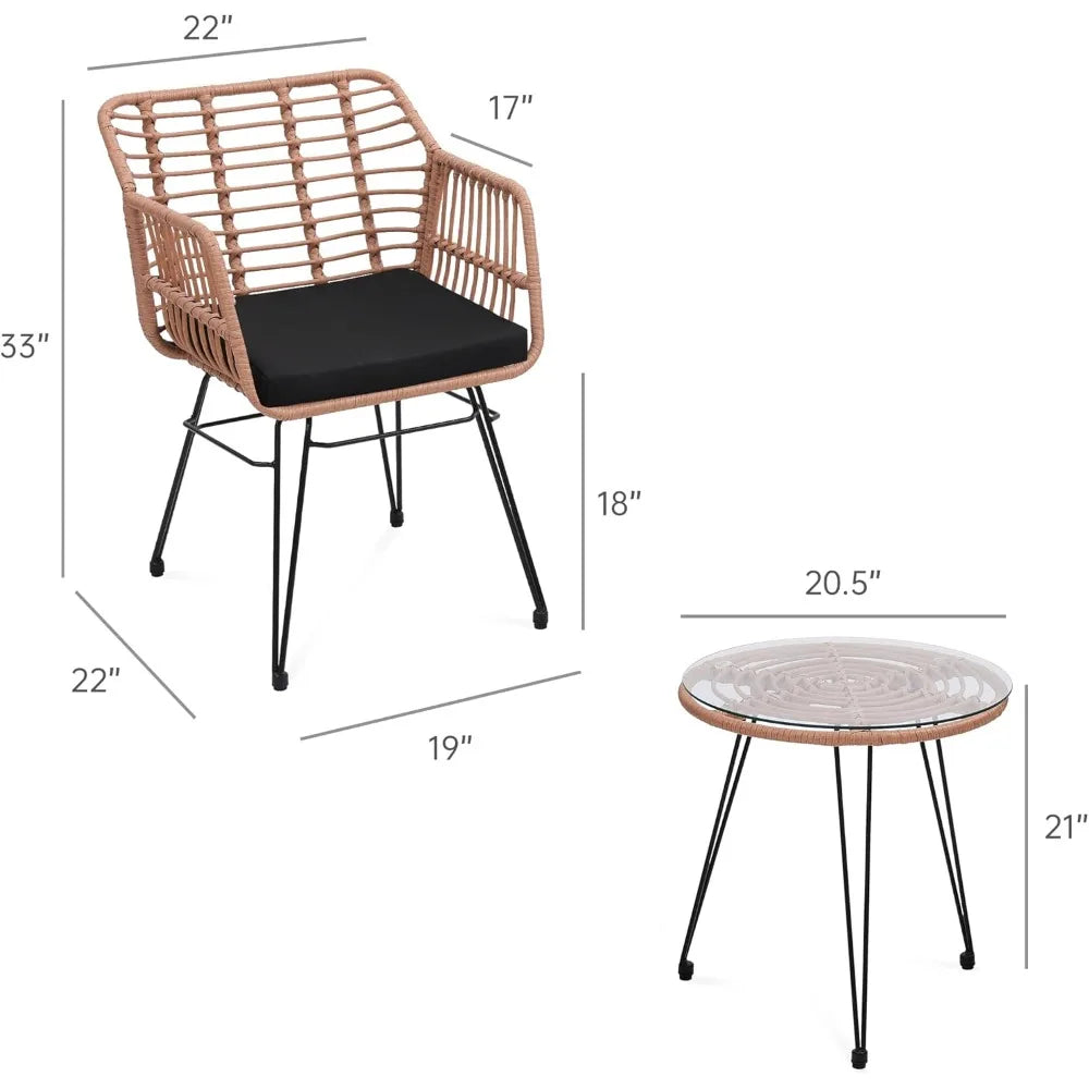 3 Piece Wicker Patio Furniture Set