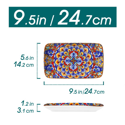 Porcelain Rectangular Serving Plates Bohemian 8.5