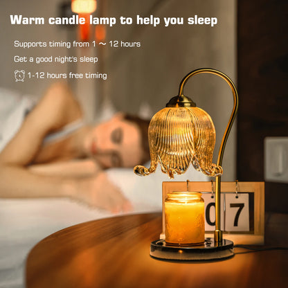 Tulip Flower Warm Candle Lamp French Retro Bedroom Bedside Lamp Fireless Fragrance Atmosphere Table Lamp