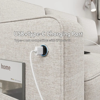 Convertible 3 Seater L Shaped Couch with Storage Ottoman