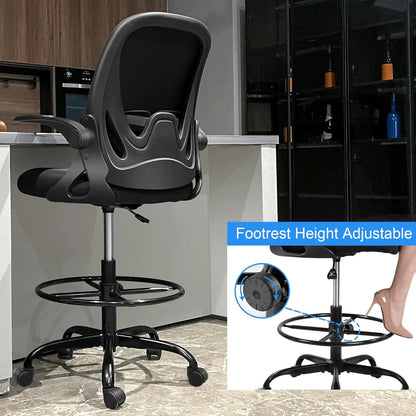 Tall Office Chair with Flip-up Armrests