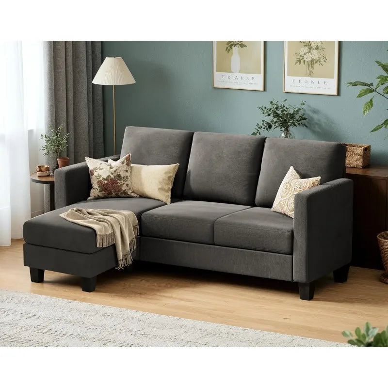 3 Seated L Convertible Sectional Sofa Couch