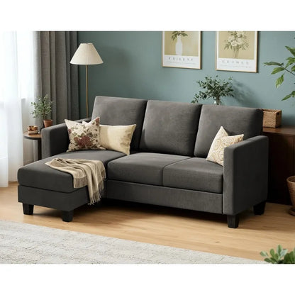 3 Seated L Convertible Sectional Sofa Couch