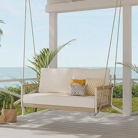 Patio Swing Sofa with Soft Cushions and Pillows