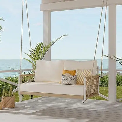 Patio Swing Sofa with Soft Cushions and Pillows