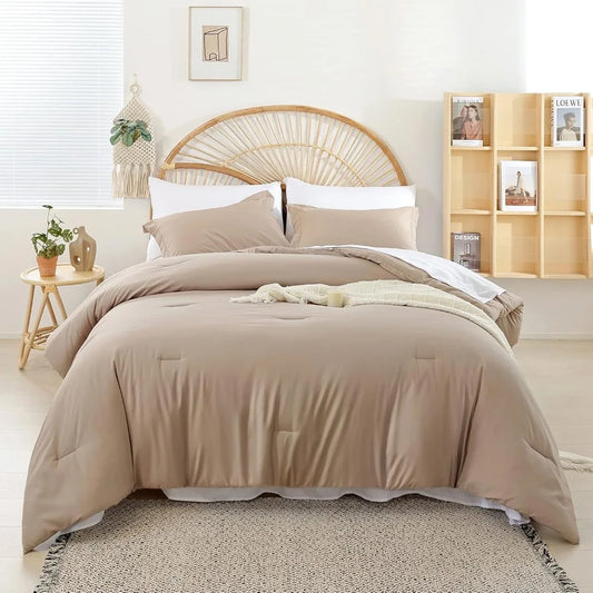 Taupe Comforter Set 7 Pieces, Soft And Lightweight