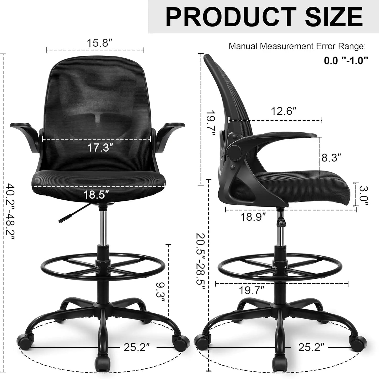 Tall Office Chair with Flip-up Armrests