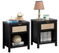 Set of 2 Farmhouse Night Stand with Drawer and Storage Shelf