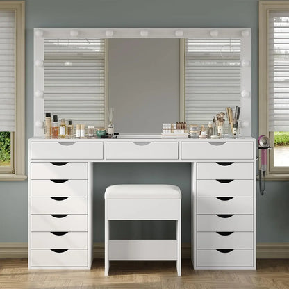 Vanity Desk with Mirror and Lights