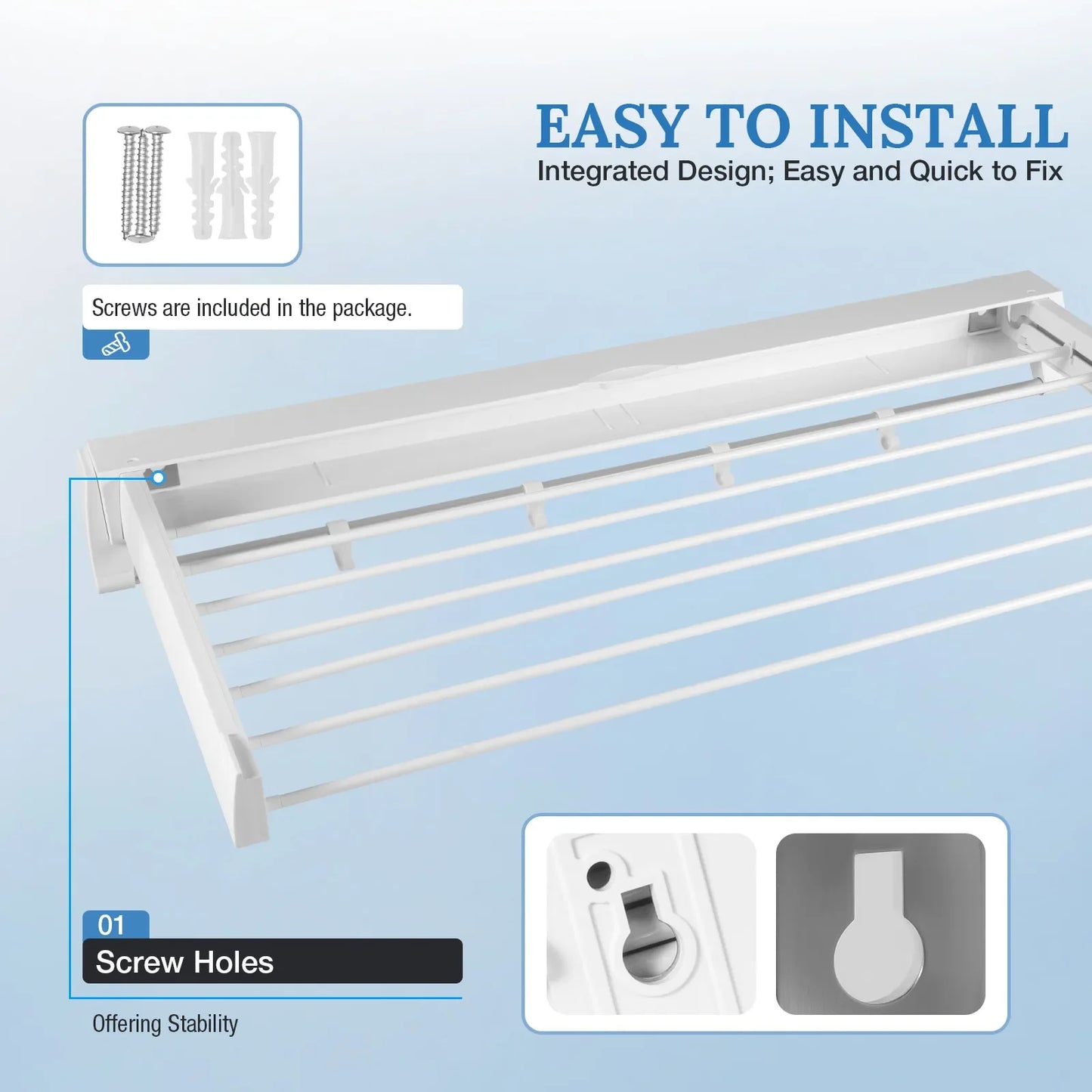 Wall-mounted Laundry Clothes Drying Rack Retractable