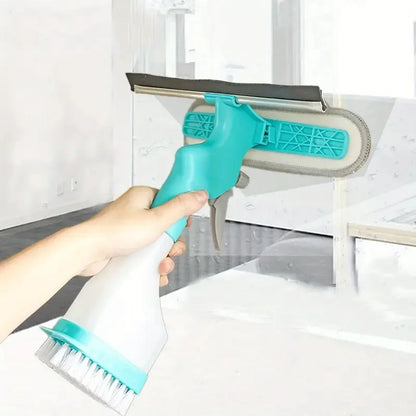 1pc 4 In 1 Multifunctional Glass Wiper With Spray Bottle, Scraper, Scrub Brush, And Creative Cleaning Brush For Floor Wall Tile