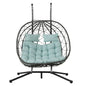2 Persons Egg Chair with Stand Indoor Outdoor Swing Chair Patio Wicker Hanging Egg Chair Hanging Basket Chair with Stand for Bed