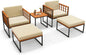 5 Pieces Acacia Wood Patio Furniture Set with Ottomans