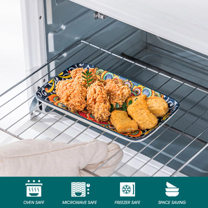 Porcelain Rectangular Serving Plates Bohemian 8.5