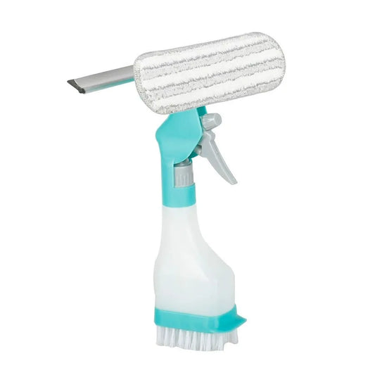 1pc 4 In 1 Multifunctional Glass Wiper With Spray Bottle, Scraper, Scrub Brush, And Creative Cleaning Brush For Floor Wall Tile
