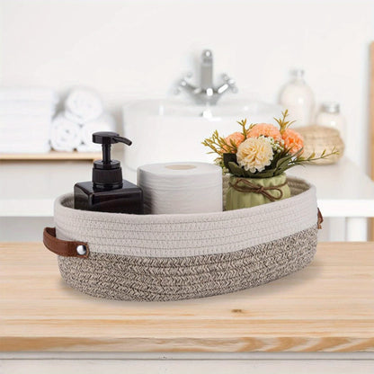 Oval Woven Storage Basket, Multifunctional Organizer
