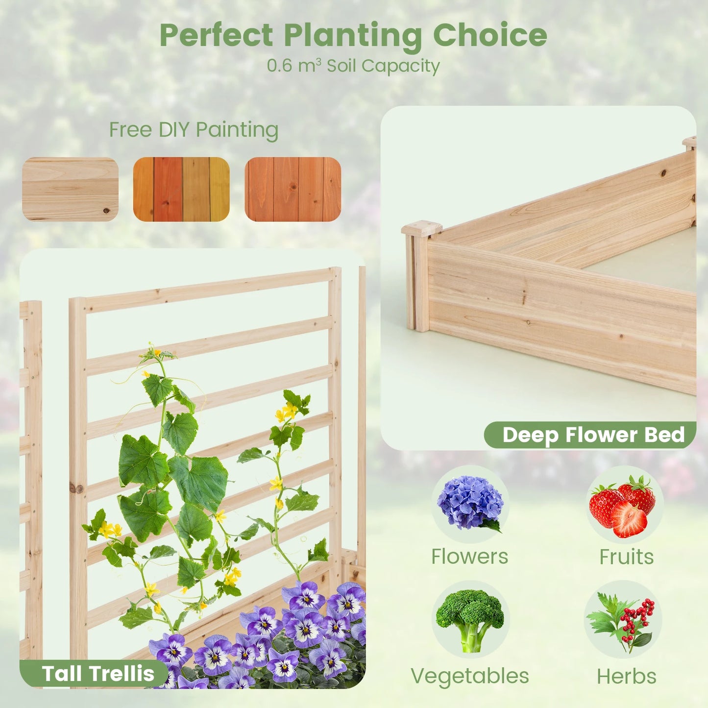 Raised Garden Bed Wooden Garden Box Planter Container