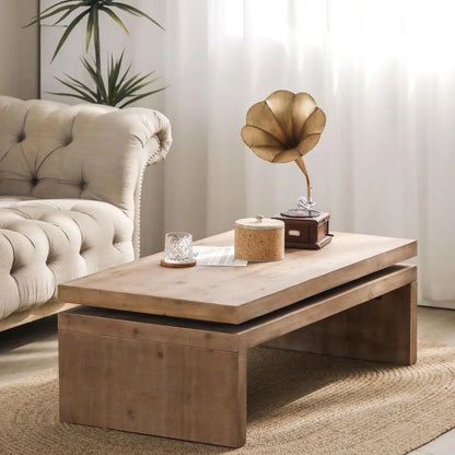 Mid Century Modern Farmhouse Wooden Coffee Table