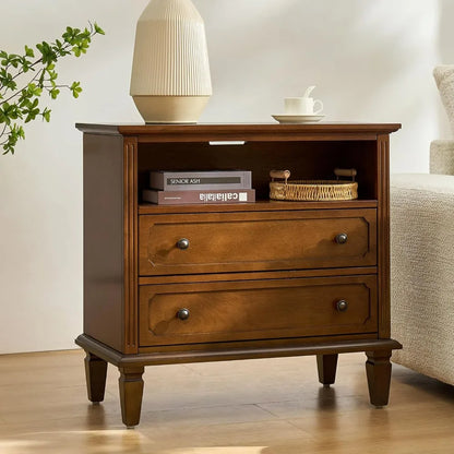 Rustic Bedside Table with Wireless Charge