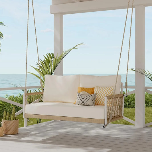 Patio Swing Sofa with Soft Cushions and Pillows